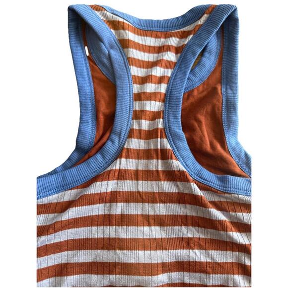 MWL Madewell Variegated Rib Crop Tank Small NWT Stripe Cosmic Violet - Picture 9 of 9